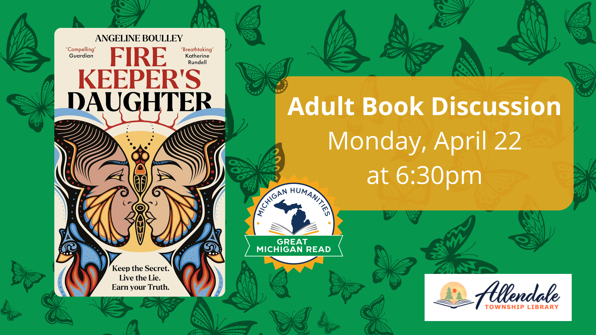 Adult Book Discussion Monday, April 22, 6:30 PM